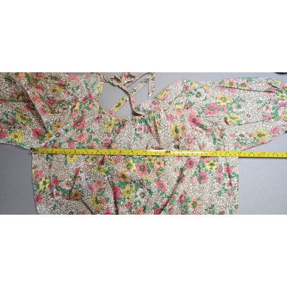 Sundays Womens S Ada Puff Sleeve Elastic Waist Crop Top Blouse in Wallflower NWT - Picture 4 of 9